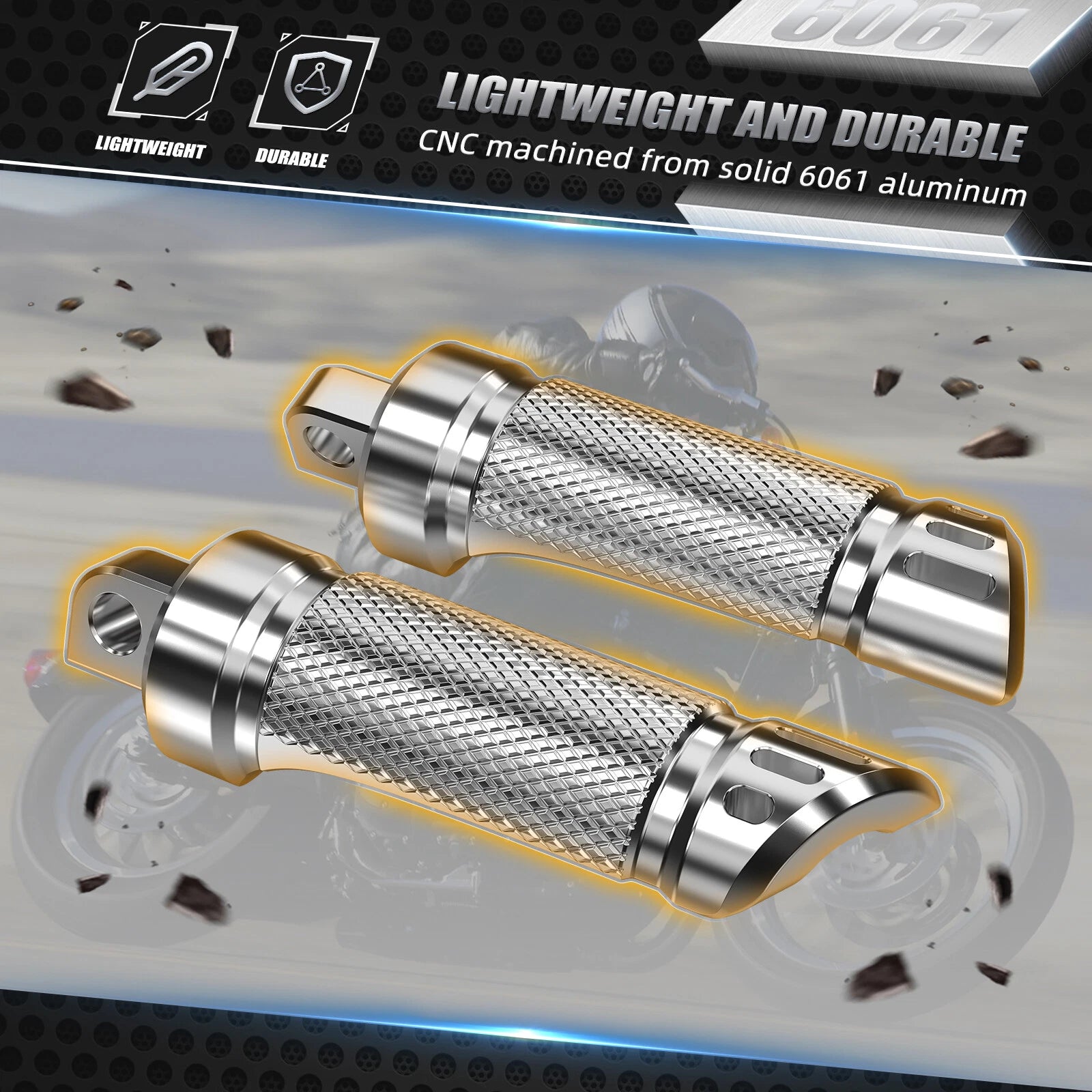 Chrome Passenger Footpegs 50208-04 for Harley Road Glide FLTRX (2017–2023)