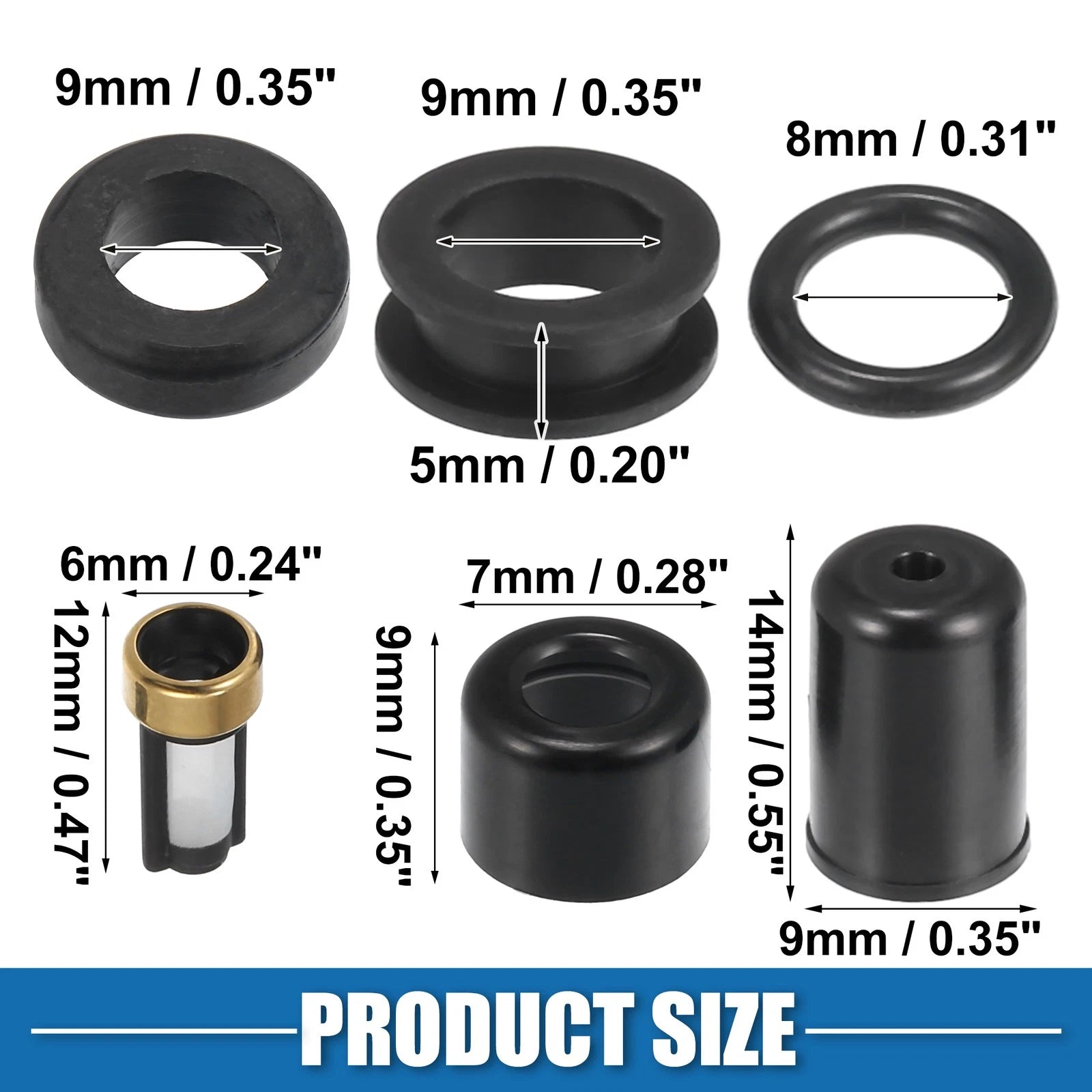 Set of 4 Fuel Injector O Rings Seals with Micro Filters for Toyota Tacoma (1995–2000)