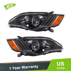 Halogen Headlight Assembly Set of 2 for Subaru Legacy (2008–2009) Black Housing