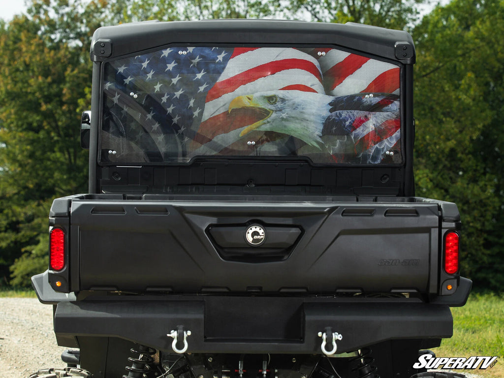 Rear Printed Windshield for Can-Am Defender (American Flag & Eagle)