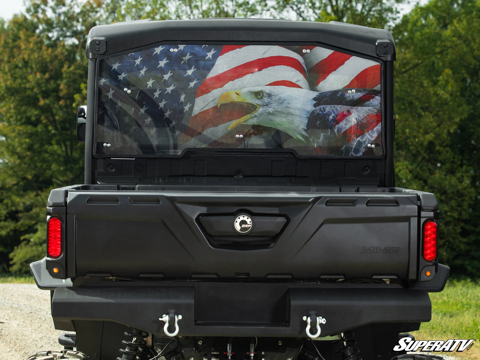 Rear Printed Windshield for Can-Am Defender (American Flag & Eagle)