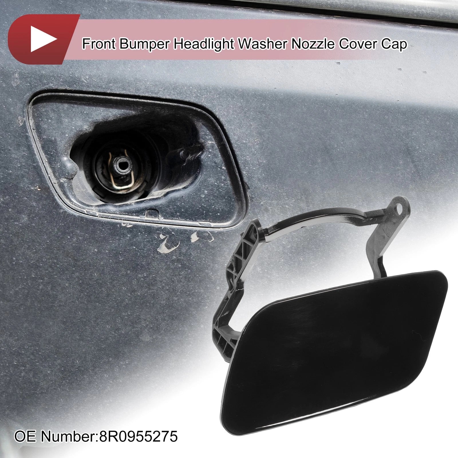 Front Left Washer Nozzle Cover Cap No. 8R0955275 for Audi Q5 (2009–2012) Black