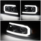 Set of 2 Black/Amber LED DRL Sequential Signal Projector Headlights for Ford F150 (2004–2008)
