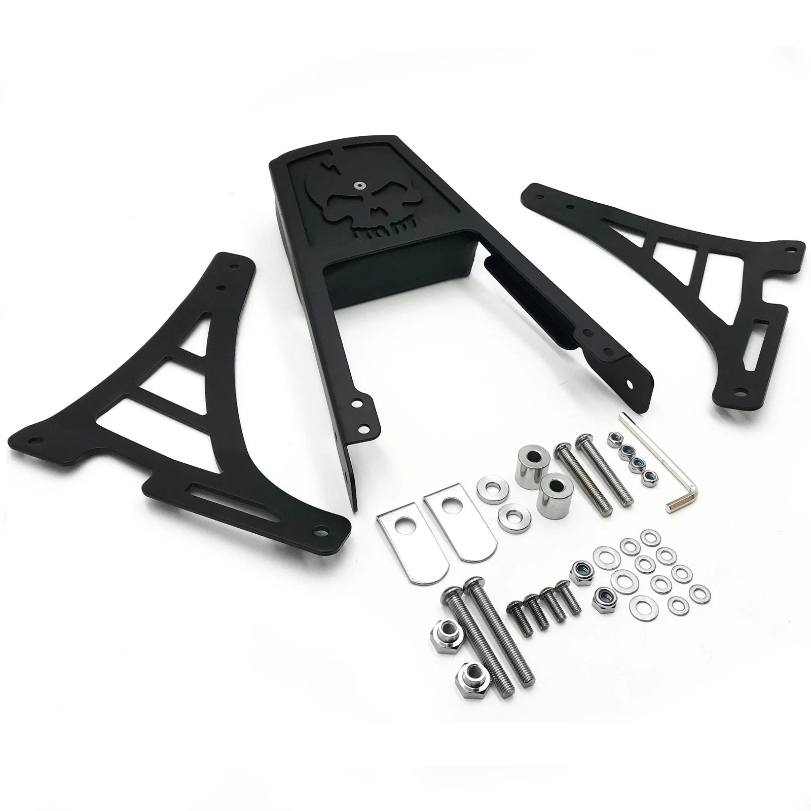 Black Skull Backrest Sissy Bar with Leather Pad for Harley-Davidson Sportster XL883 (2004–2023)