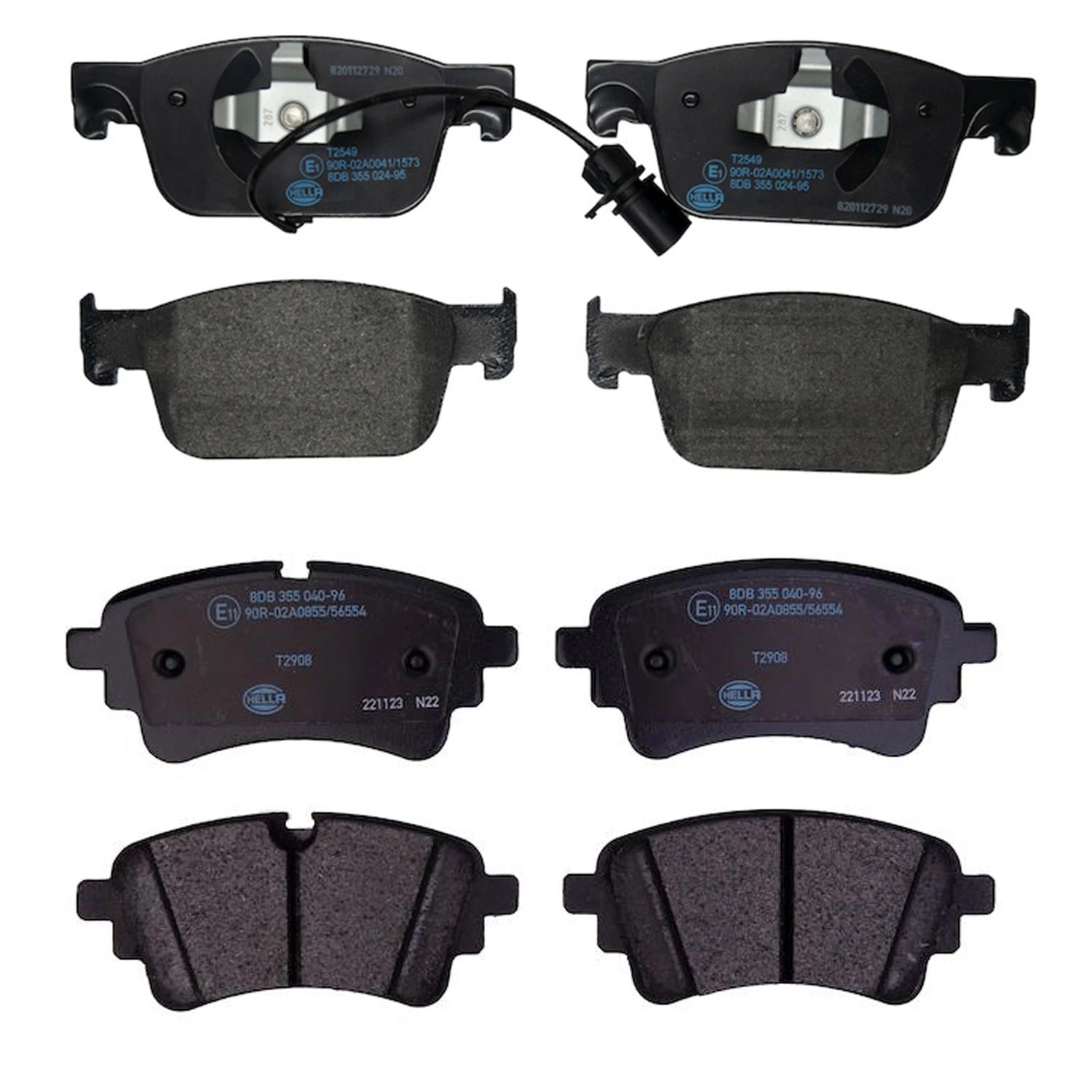 Set of 4 Hella Low-Metallic Disc Brake Pads for Audi A4 A5 (2010–2020)