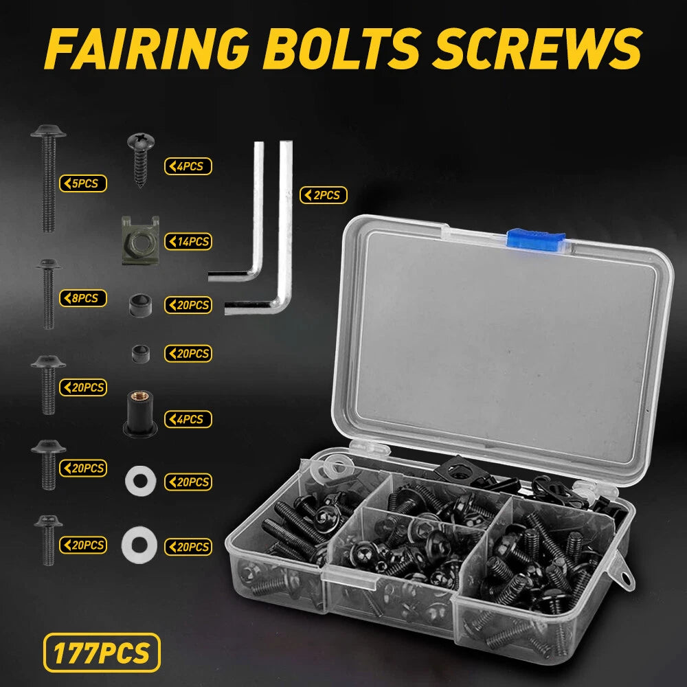 177 Complete Fairing Bolt Kit for Yamaha Suzuki Honda Kawasaki (All Years)