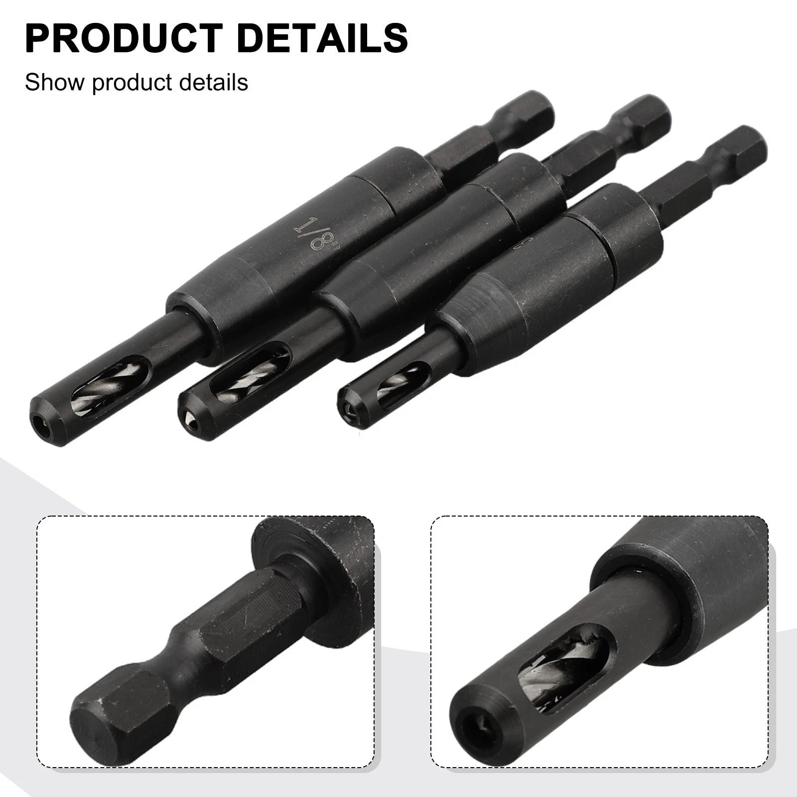 3Pcs Self Centering Hinge Tapper Core Drill Bit Set for Woodworking