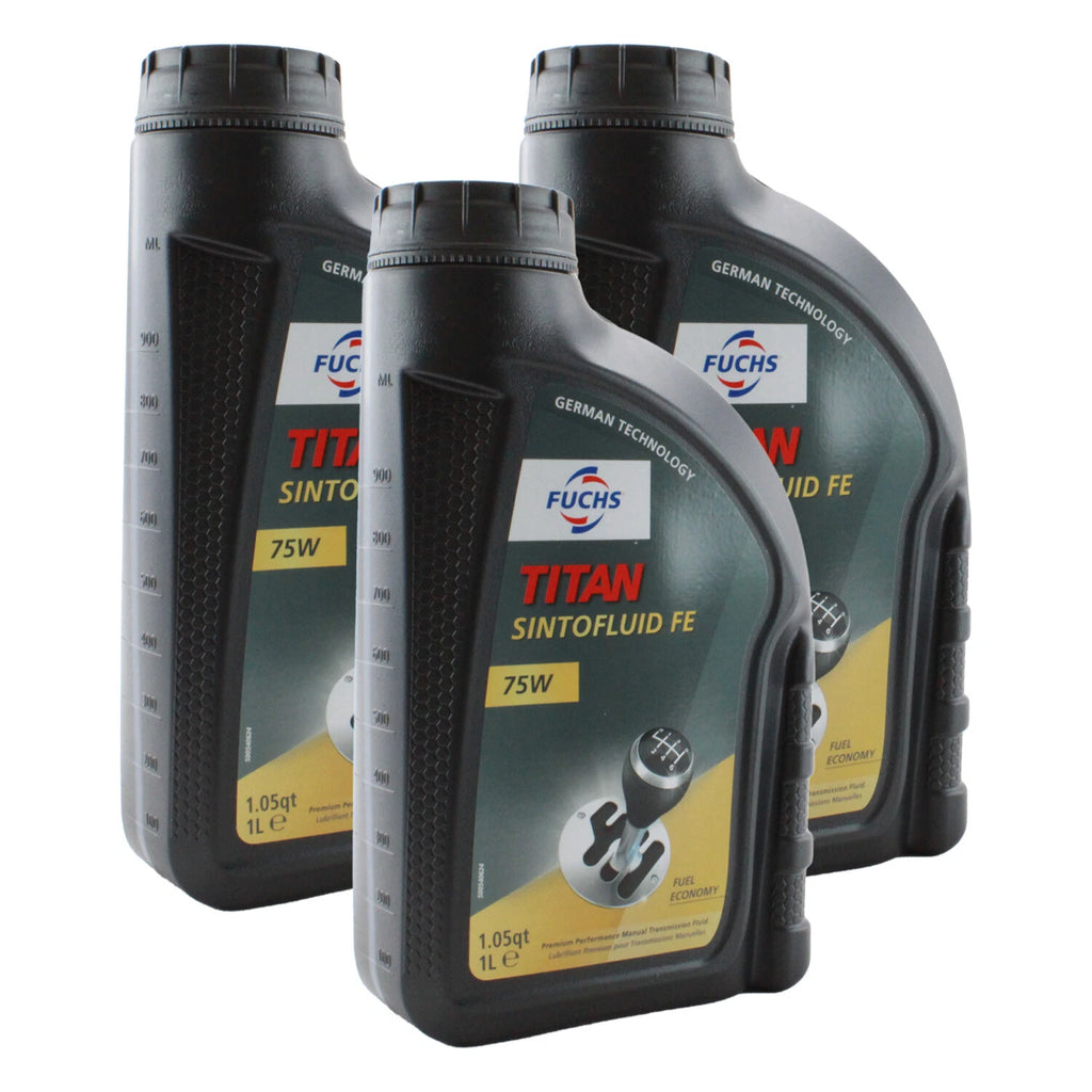 3X 1 Liter Fuchs TITAN SINTOFLUID FE SAE 75W Manual Transmission Fluid