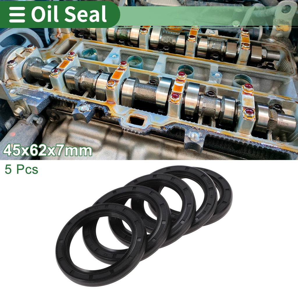 Set of 5 Oil Seals NBR Rubber 45x62x7mm for High Pressure