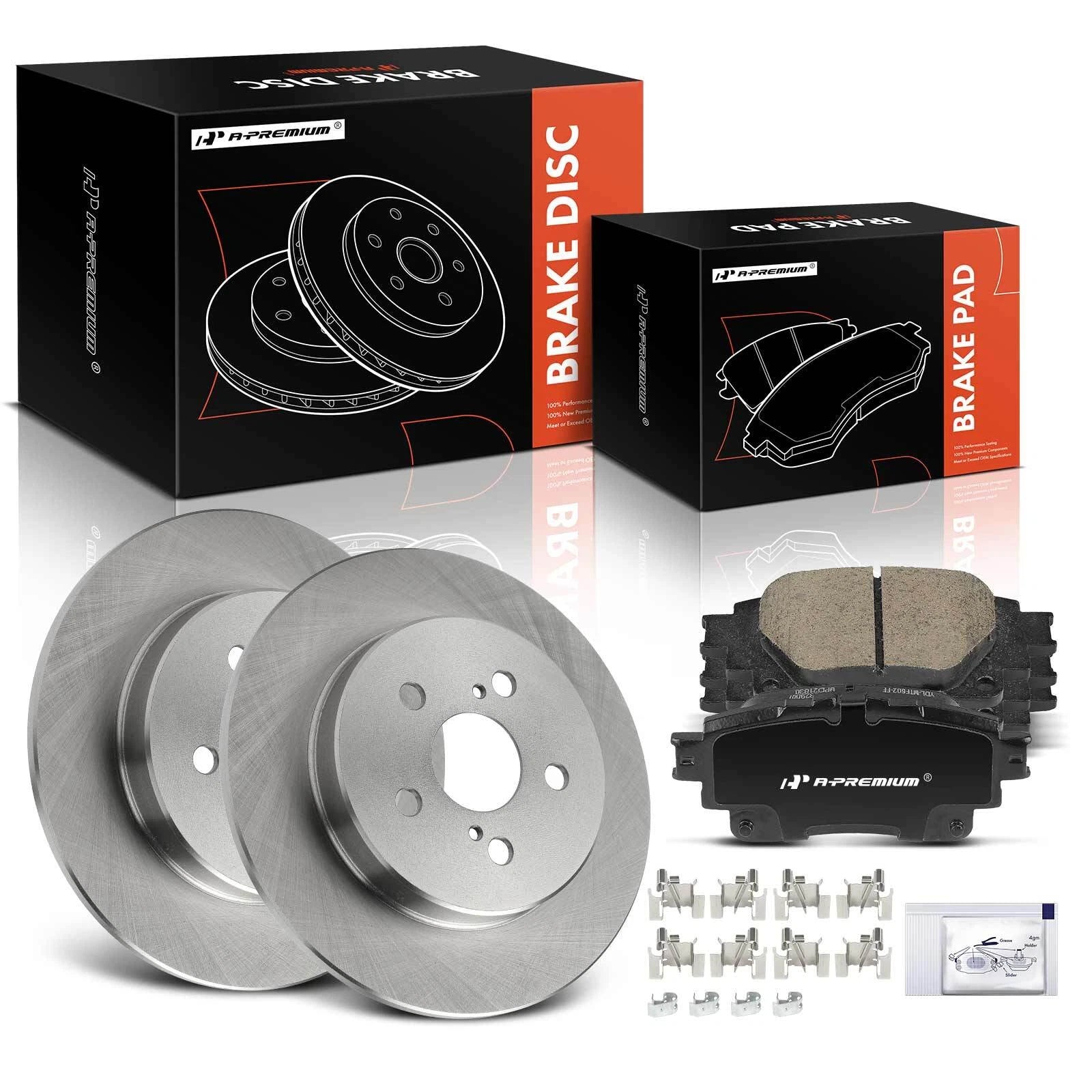 Rear Disc Brake Rotors & Ceramic Pads for Toyota Corolla (2019-2022)
