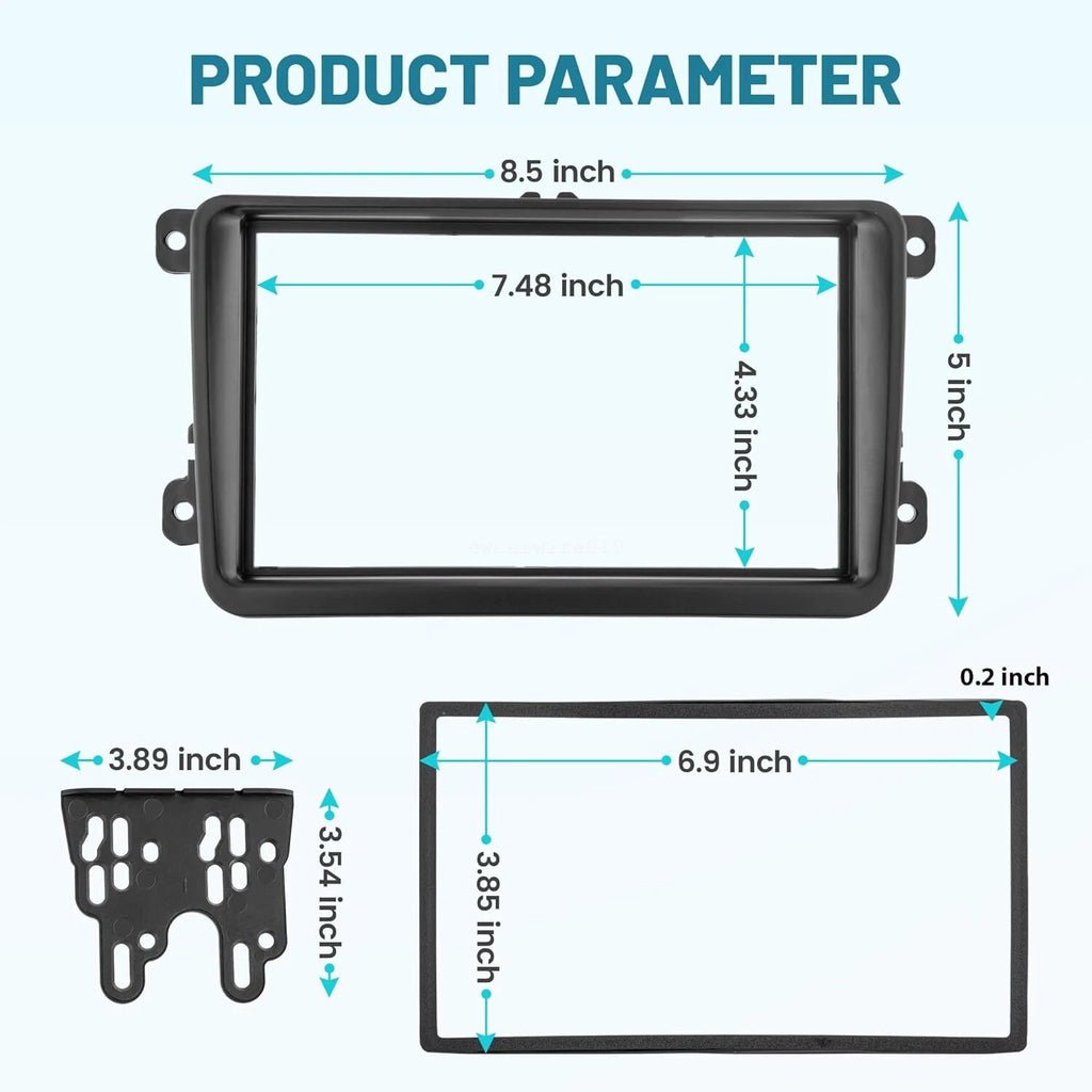2 DIN Radio Dash Install Kit with Wire Harness for VW Golf Beetle Jetta (2010–2015)
