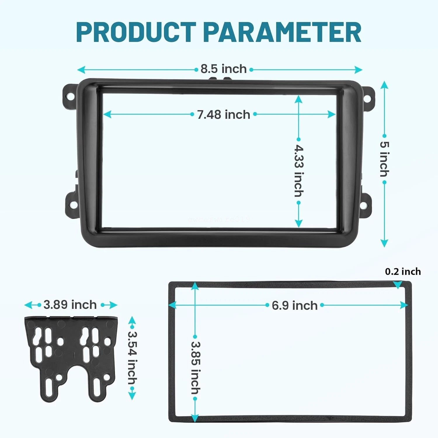 2 DIN Radio Dash Install Kit with Wire Harness for VW Golf Beetle Jetta (2010–2015)