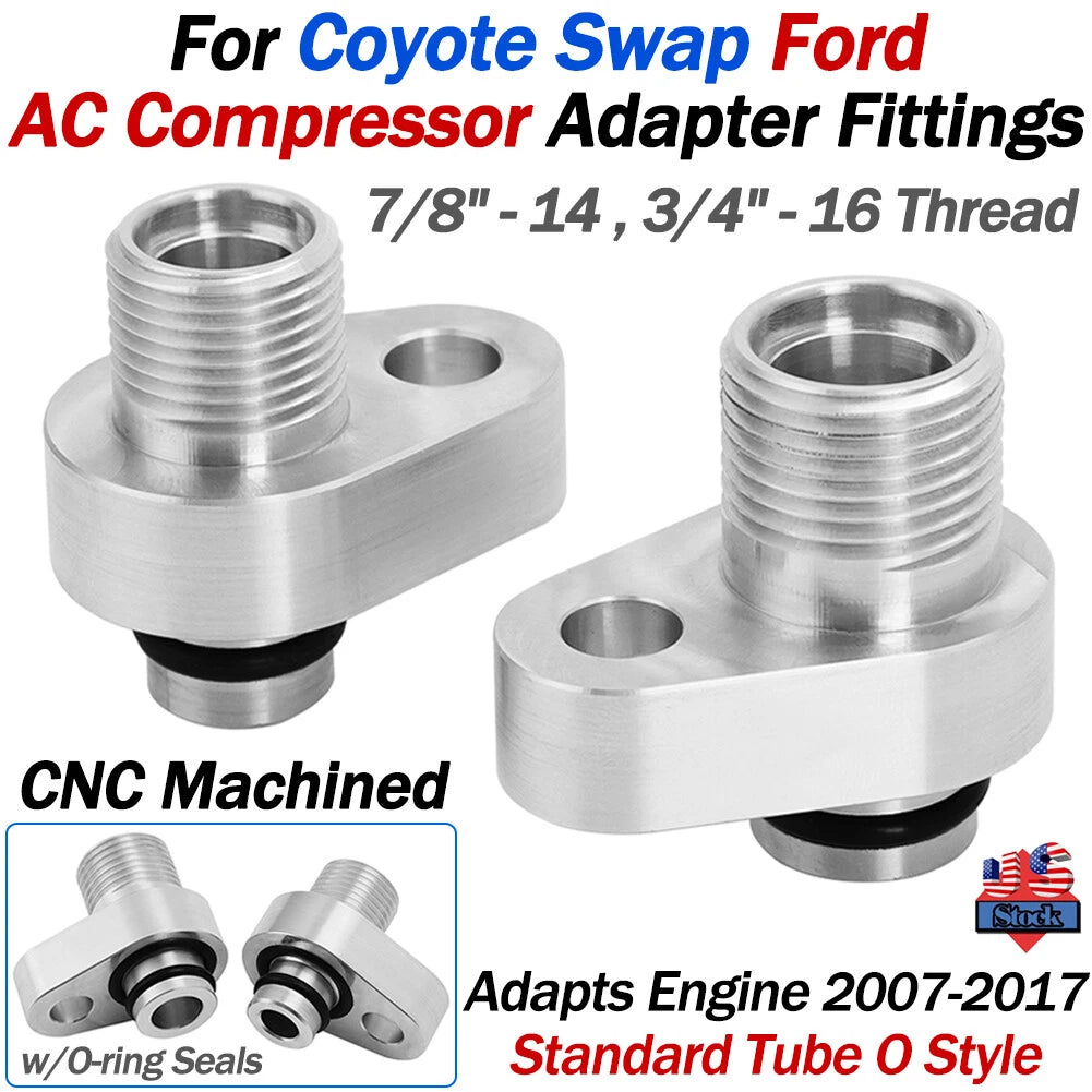 AC Compressor Adapter Fitting for Ford Coyote Engine (2007–2017) CNC Machined