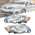 Set of 2 Front Headlight Assemblies for Toyota Corolla (2011–2013) Clear Lens