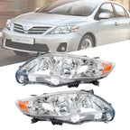 Set of 2 Front Headlight Assemblies for Toyota Corolla (2011–2013) Clear Lens