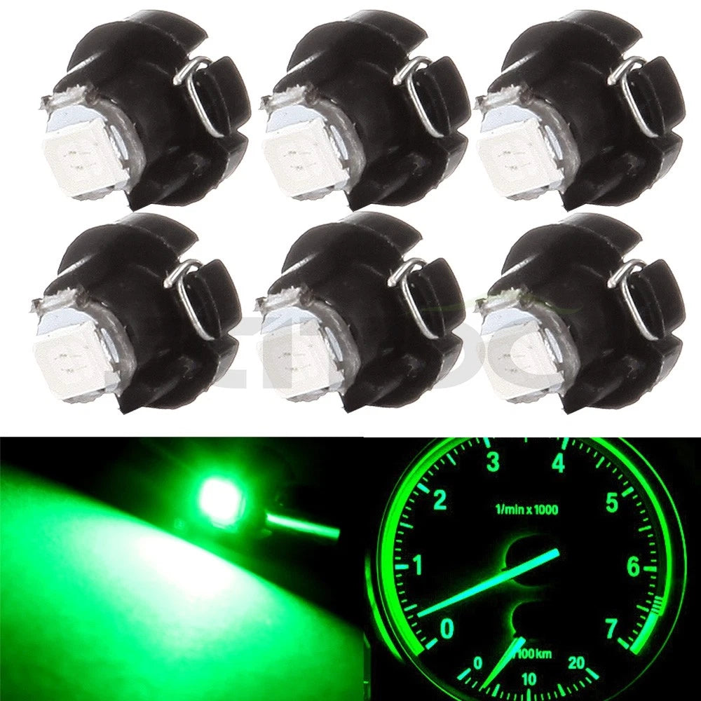 6X Green T3 Neo Wedge 8mm Base LED Bulbs for Car Panel Dash A/C Light
