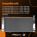 3 Row Engine Cooling Radiator for Chevrolet C3500HD 5.7L V8 (1992–1995) CU1520
