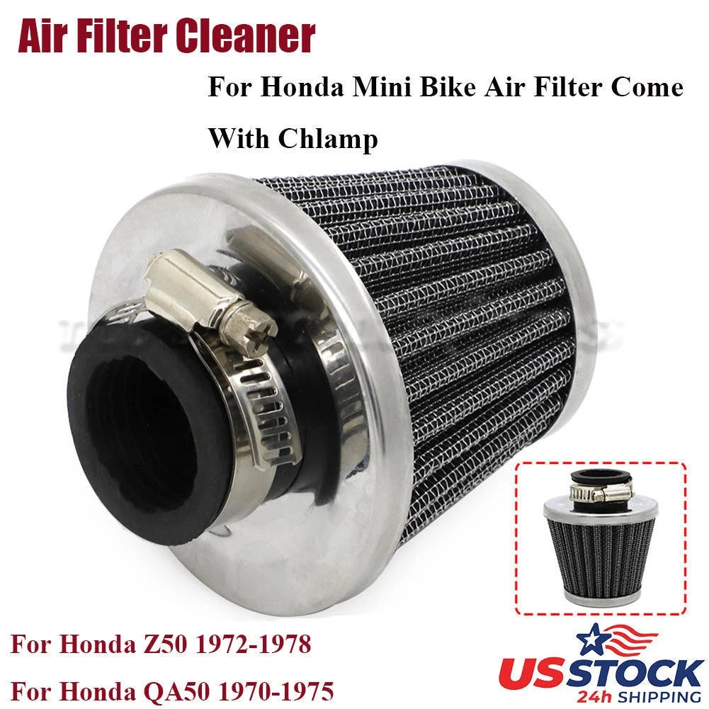 Air Filter Cleaner 27mm for Honda Z50 Mini Trail (1972–1978) QA50 (1970–1975) Chrome