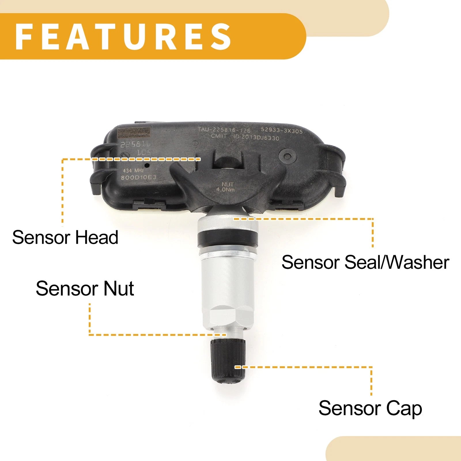 Tire Pressure Sensor for Kia Cerato TD YD Rio UB (2012–2016) 433MHz