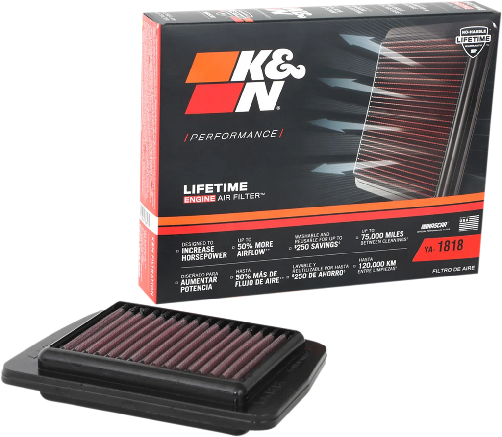 K&N High-Flow Air Filter for Yamaha YA-1818 (OE Replacement)