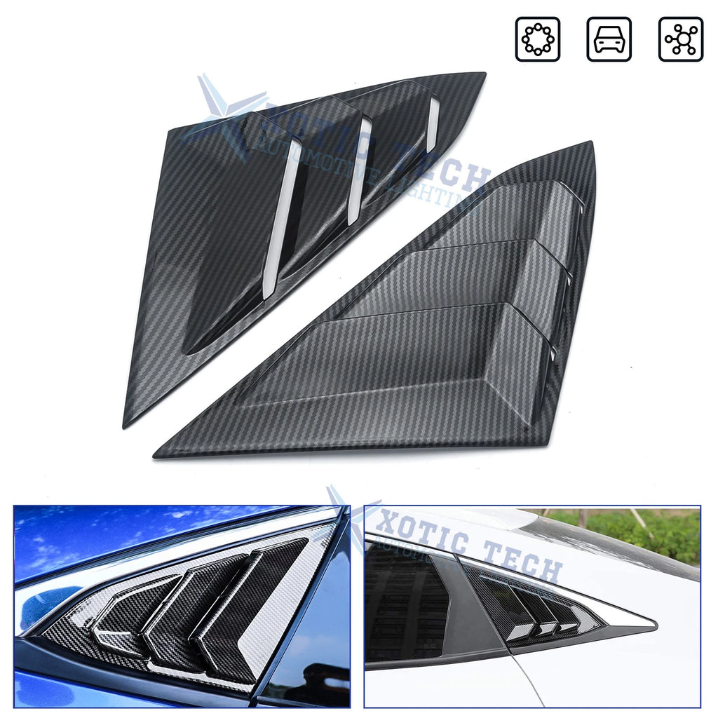 Carbon Fiber Rear Side Window Louver Trim for Honda Civic (2016–2021)