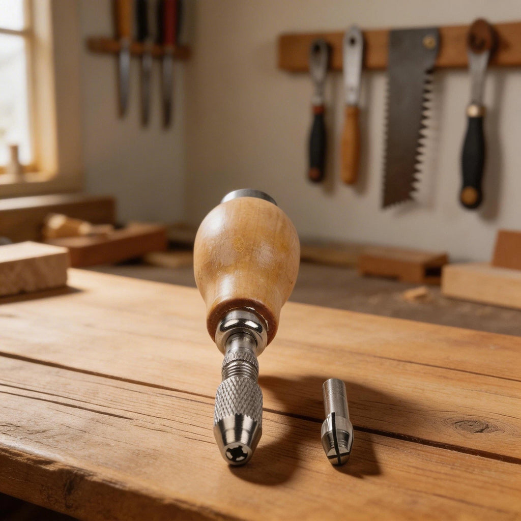 Jeweler Pin Vise with Wooden Handle for Wire Wrapping Drill Tool