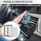 2X Engine Cabin Air Filter Combo No.281132W100 for Hyundai Santa Fe (2013–2018)