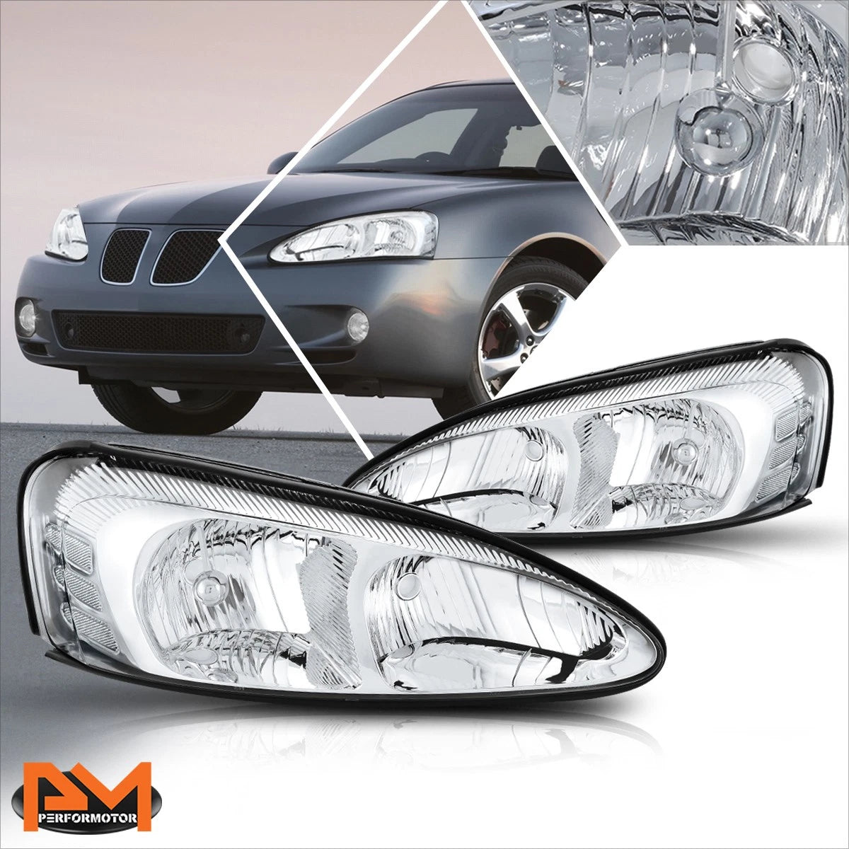 OE Style Chrome Housing Clear Corner Headlight for Pontiac Grand Prix (2004–2008)