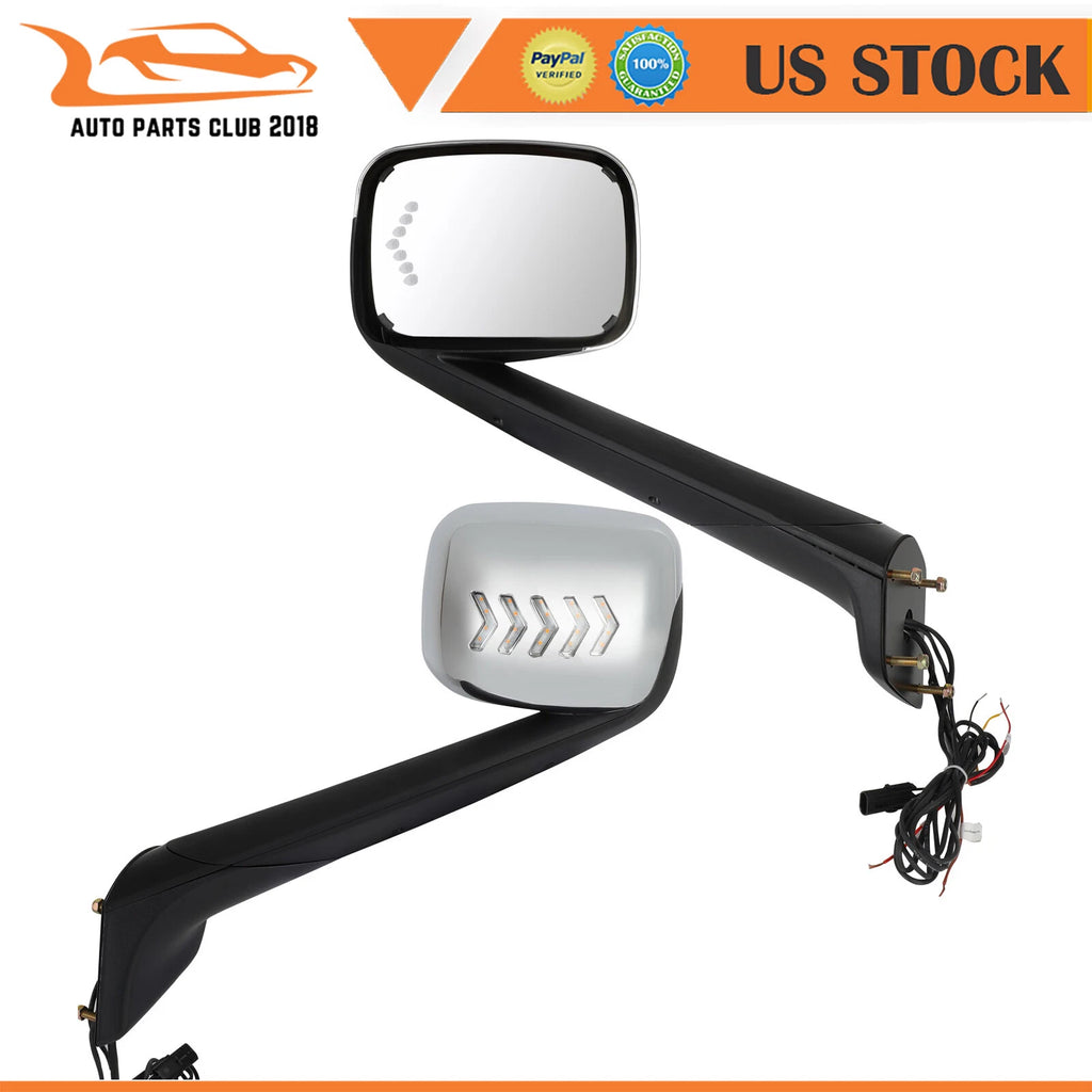 Set of 2 Chrome Hood Mirror Turn Signal Lights for Cascadia (2018-On)