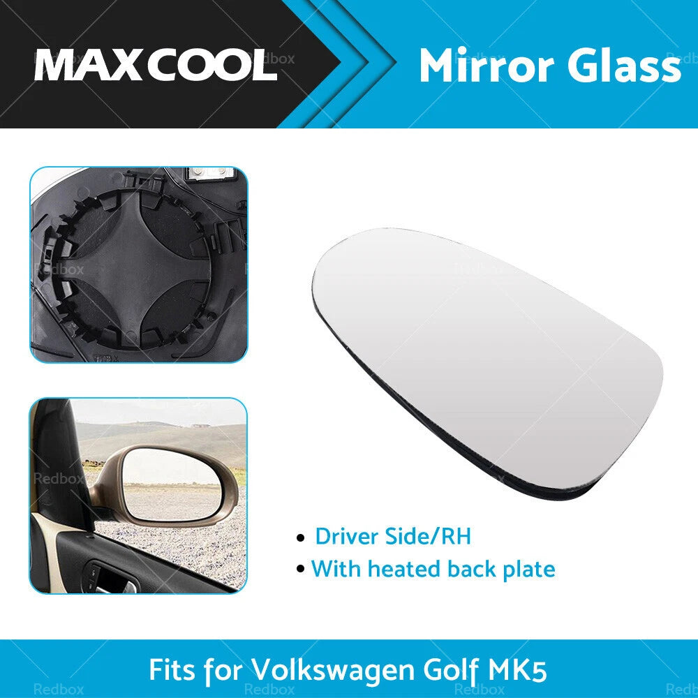 Heated Mirror Glass for VW Golf MK5 (2004–2008) Right Driver Side