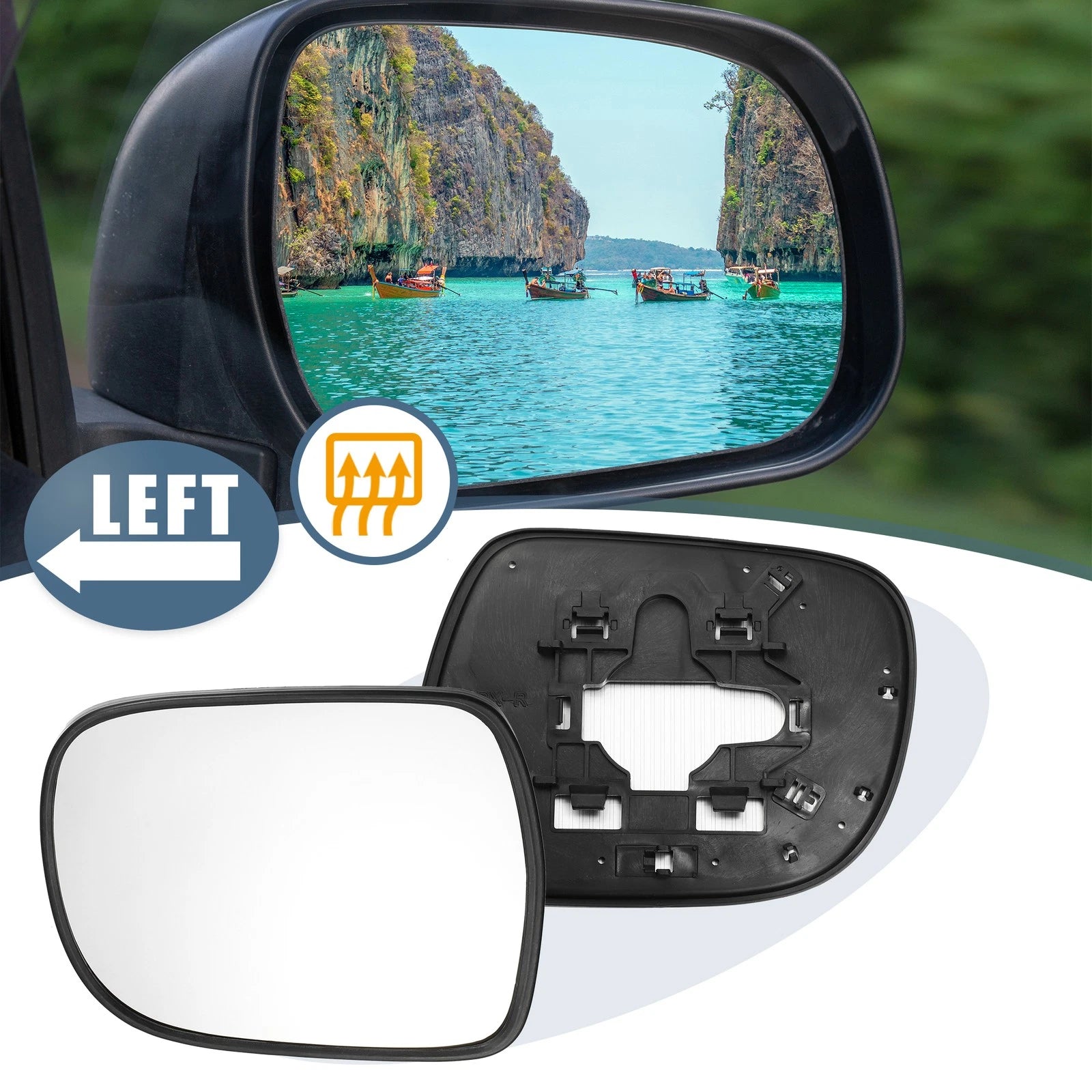 Heated Mirror Glass with Backing Plate for Lexus RX330 RX350 RX400h (2004–2008)