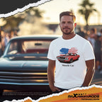 Vintage American Flag Classic Car T-Shirt for Men (White)