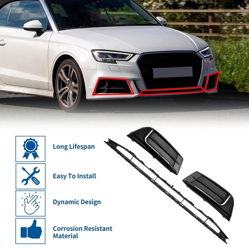 Front Lower Bumper Grille for Audi A3 A3PA (2017–2020) Set of 1