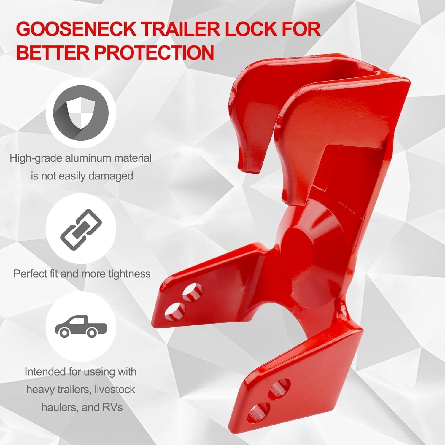 Gooseneck Trailer Lock for RVs and Trailers (Red)
