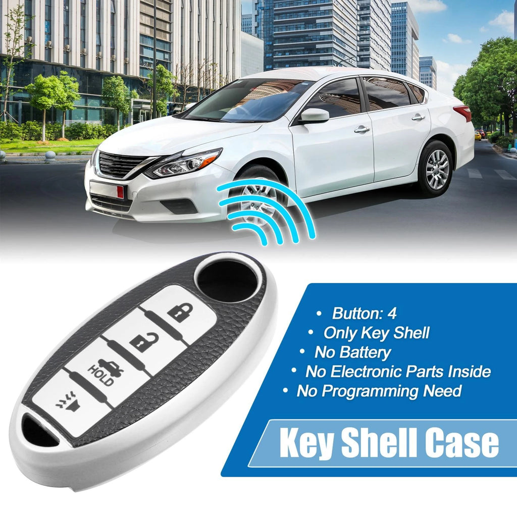 Silicone Key Fob Case Cover for Nissan Cabstar (2008–2009) Silver Tone