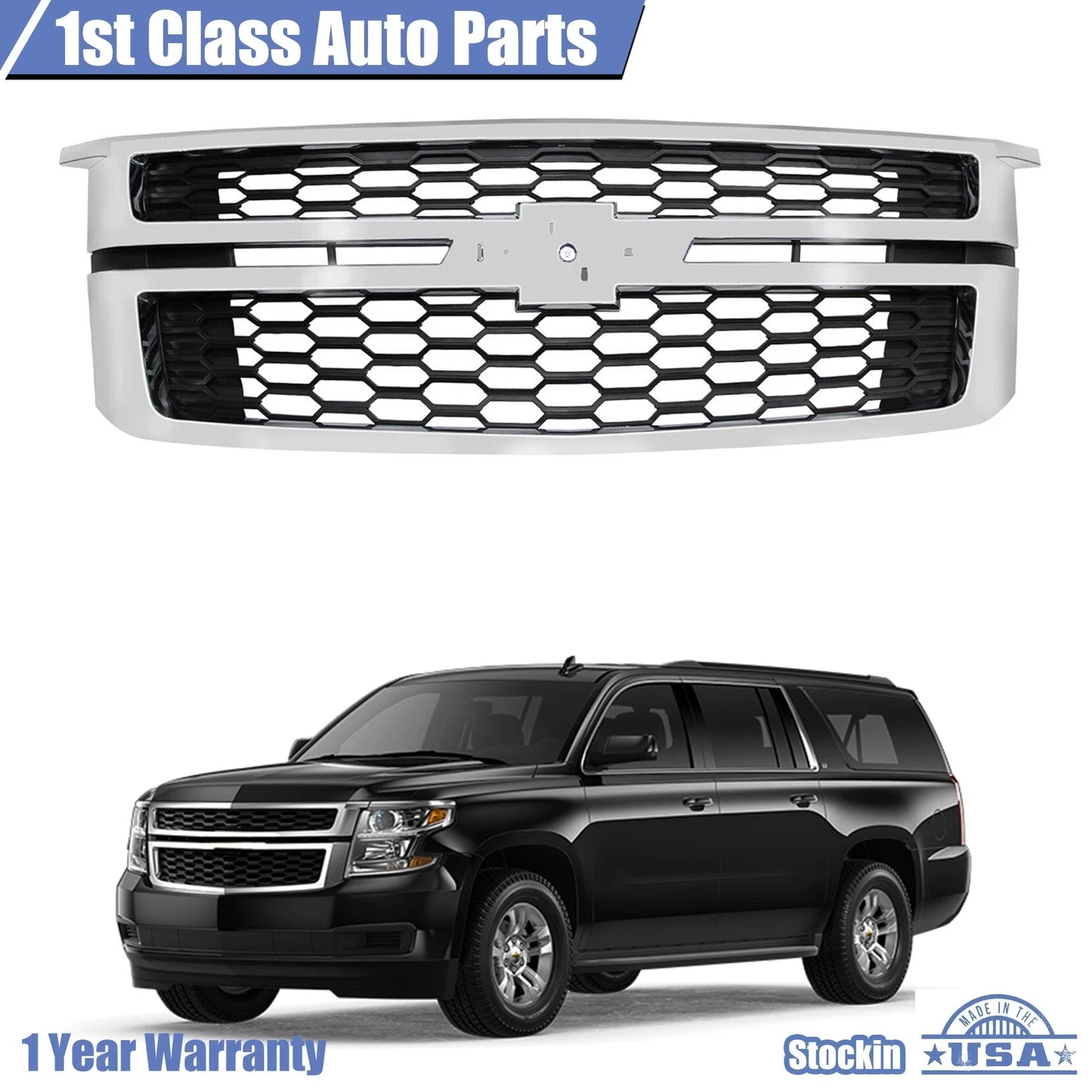 Front Grille with Chrome for Chevy Tahoe Suburban (2015–2020)