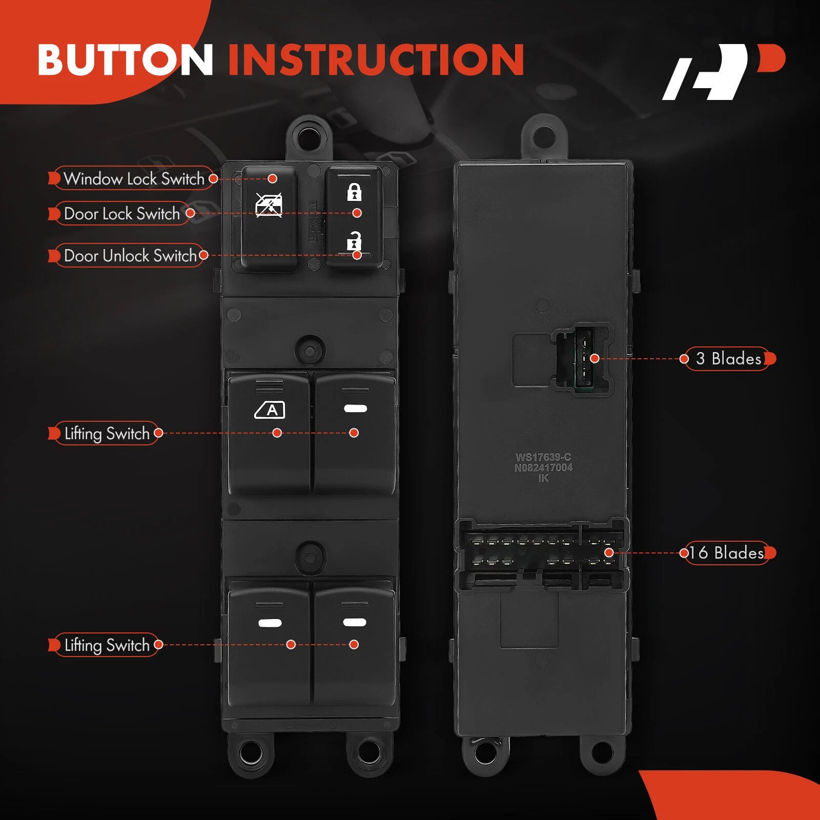 Front Left Power Window Switch for Subaru Forester (2011-2013)