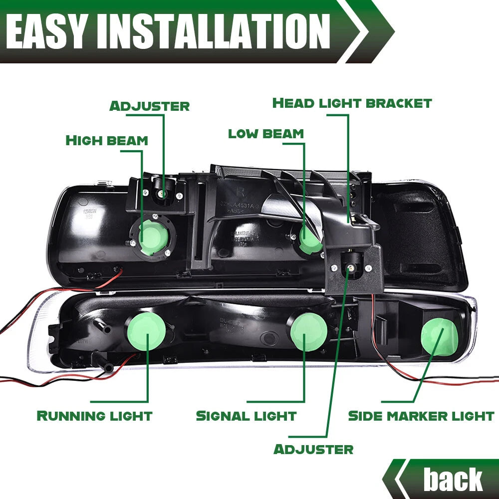 LED Chrome Headlights and Bumper Lamps for Chevy Silverado, Tahoe (1999–2006)