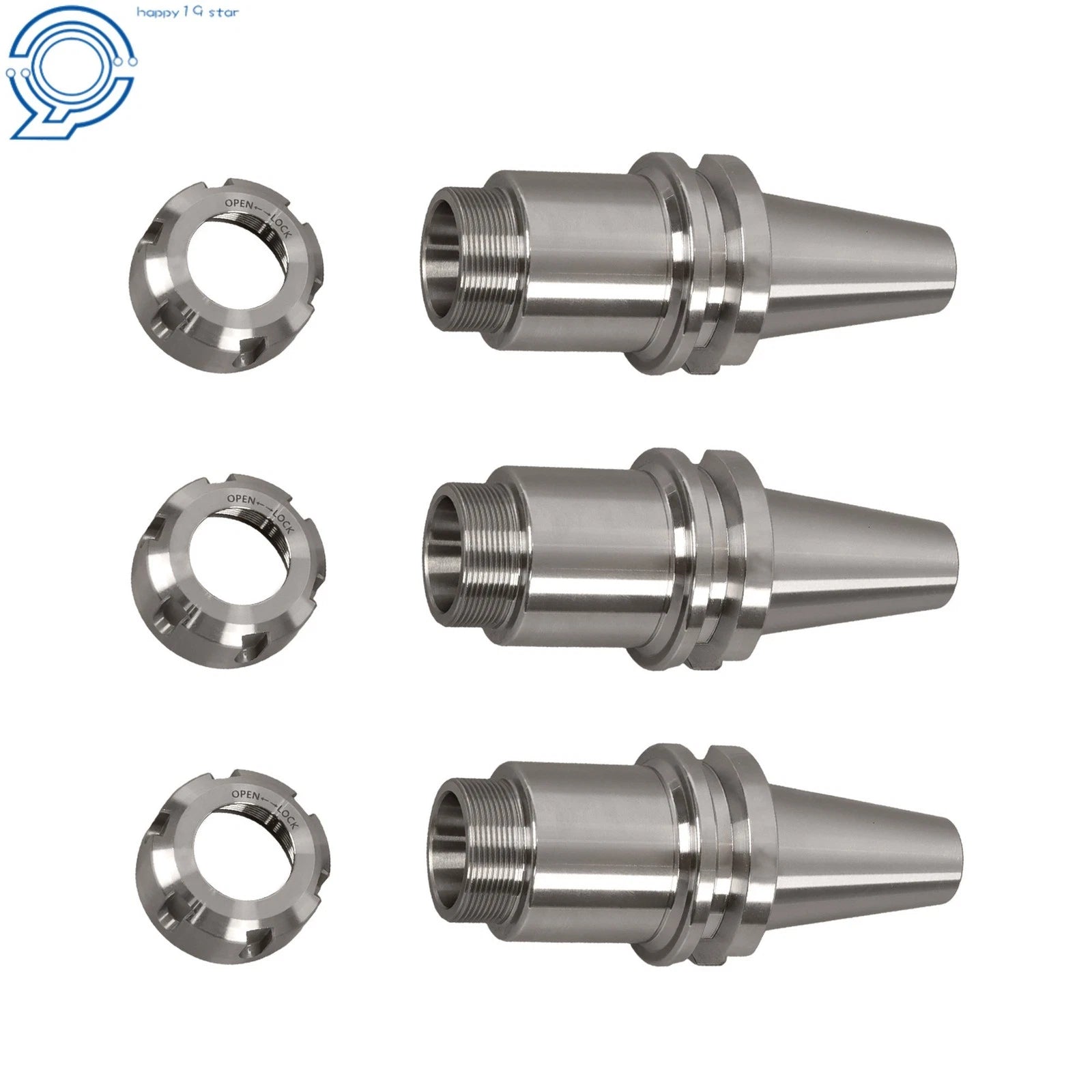 Set of 3 Collet Chucks for CNC Milling Machine (4 Inch Gauge Length)