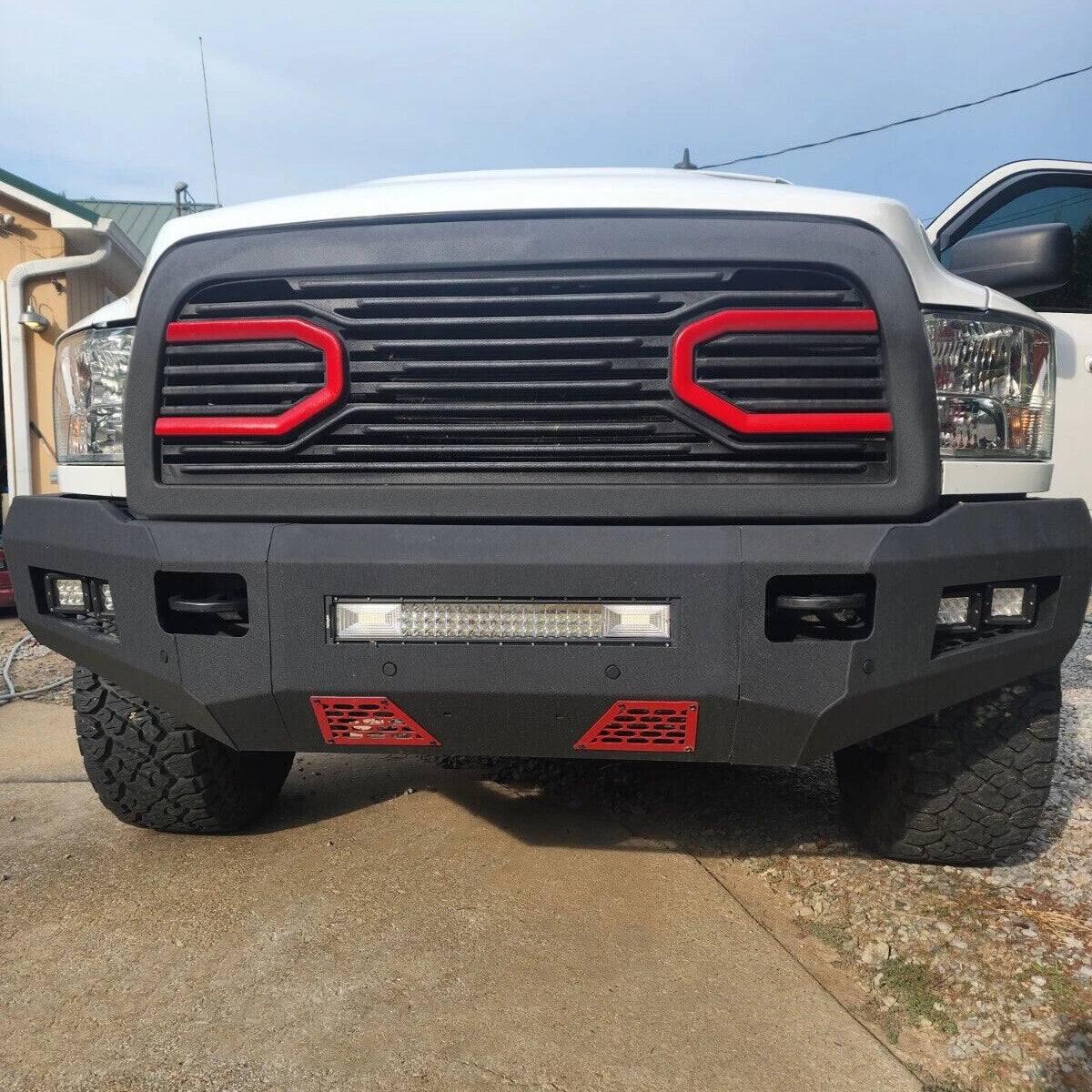 Front Bumper with Steel Skid Plate & LED Lights for Dodge Ram 2500 3500 (2010-2018)