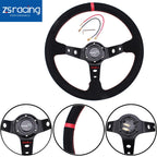 Steering Wheel 345mm Suede Leather Deep Dish for Universal Fit (Racing)