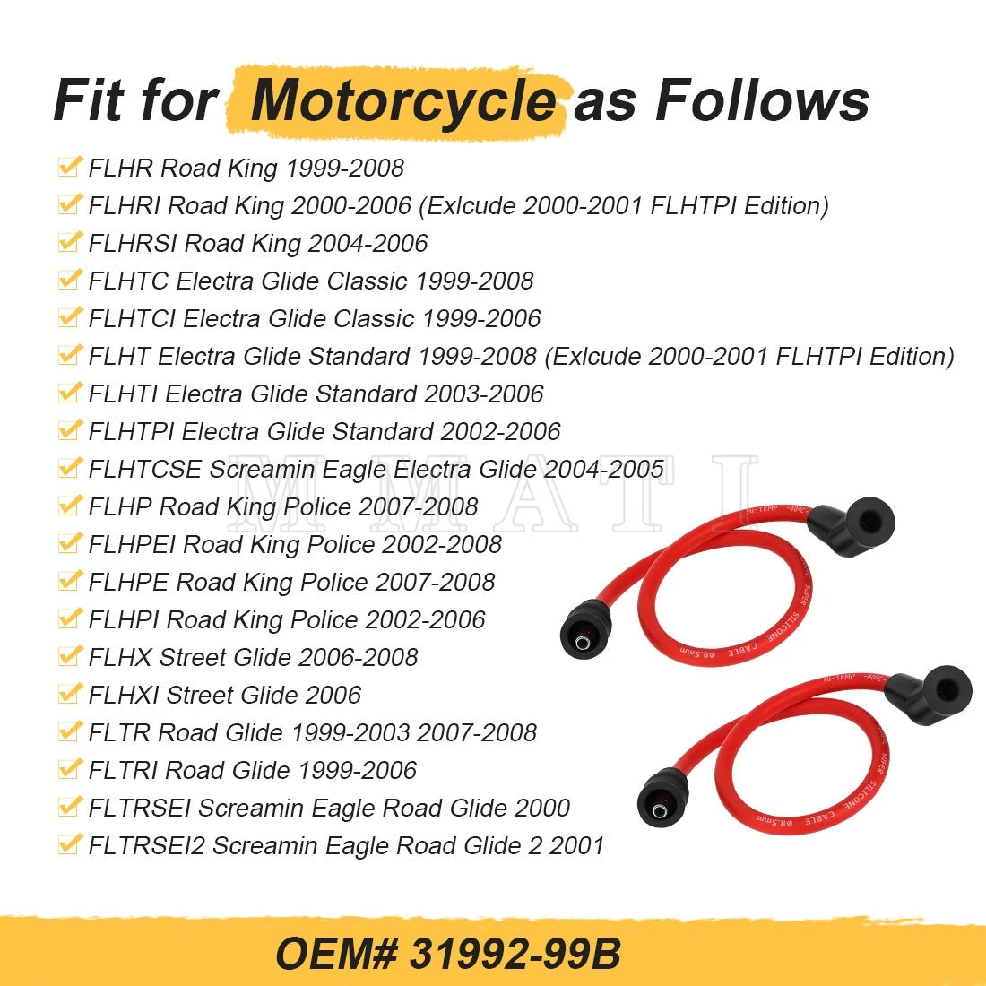Spark Plug Wire Cap for Road King Electra Glide Street Glide (#31992-99B)