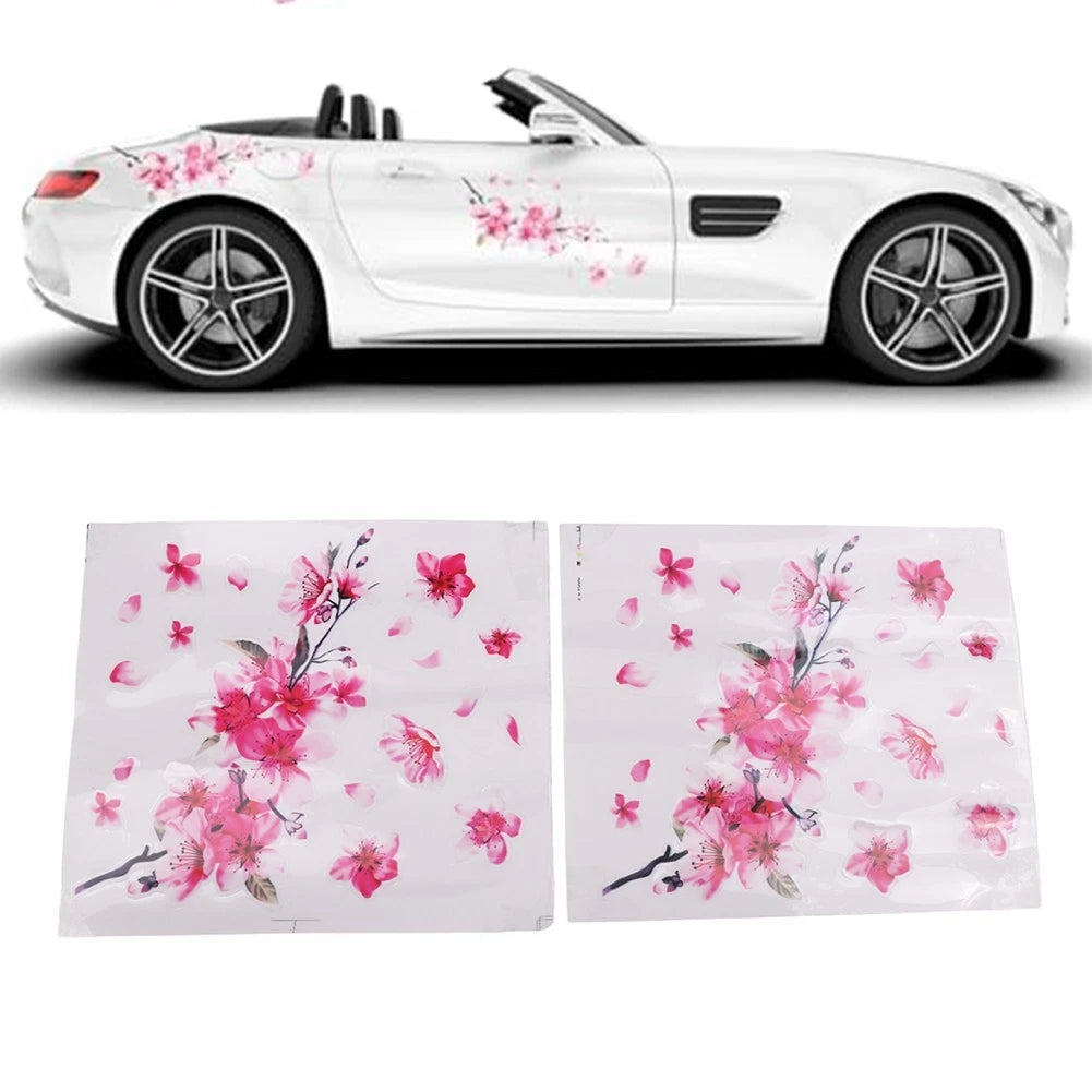 Set of 2 Cherry Blossom Vinyl Decals for Cars and Motorcycles