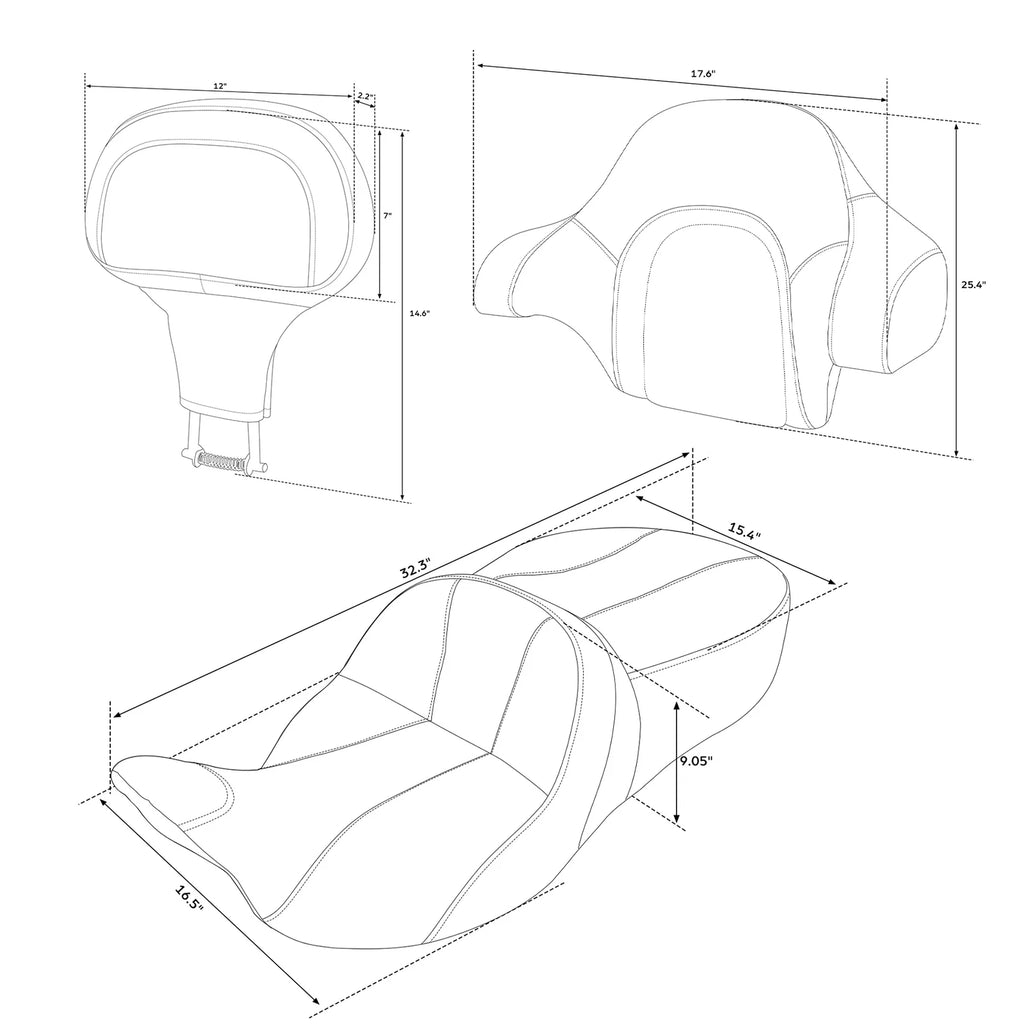Gel Seat & Backrests for Harley Road Glide (2014–2023) - Black Red