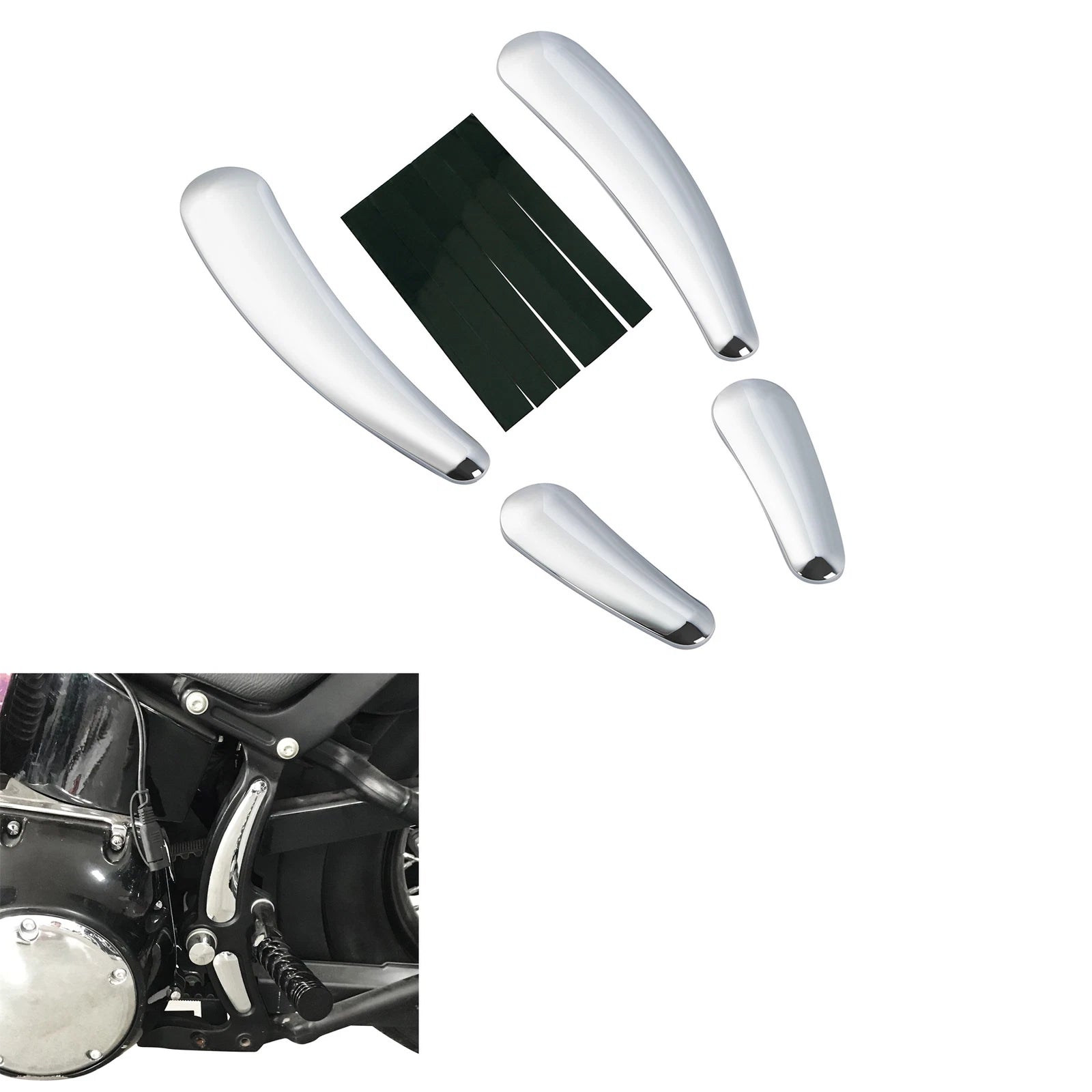 Set of 4 Chrome Curved Swingarm Frame Inserts for Harley Softail Slim (2008–2017)