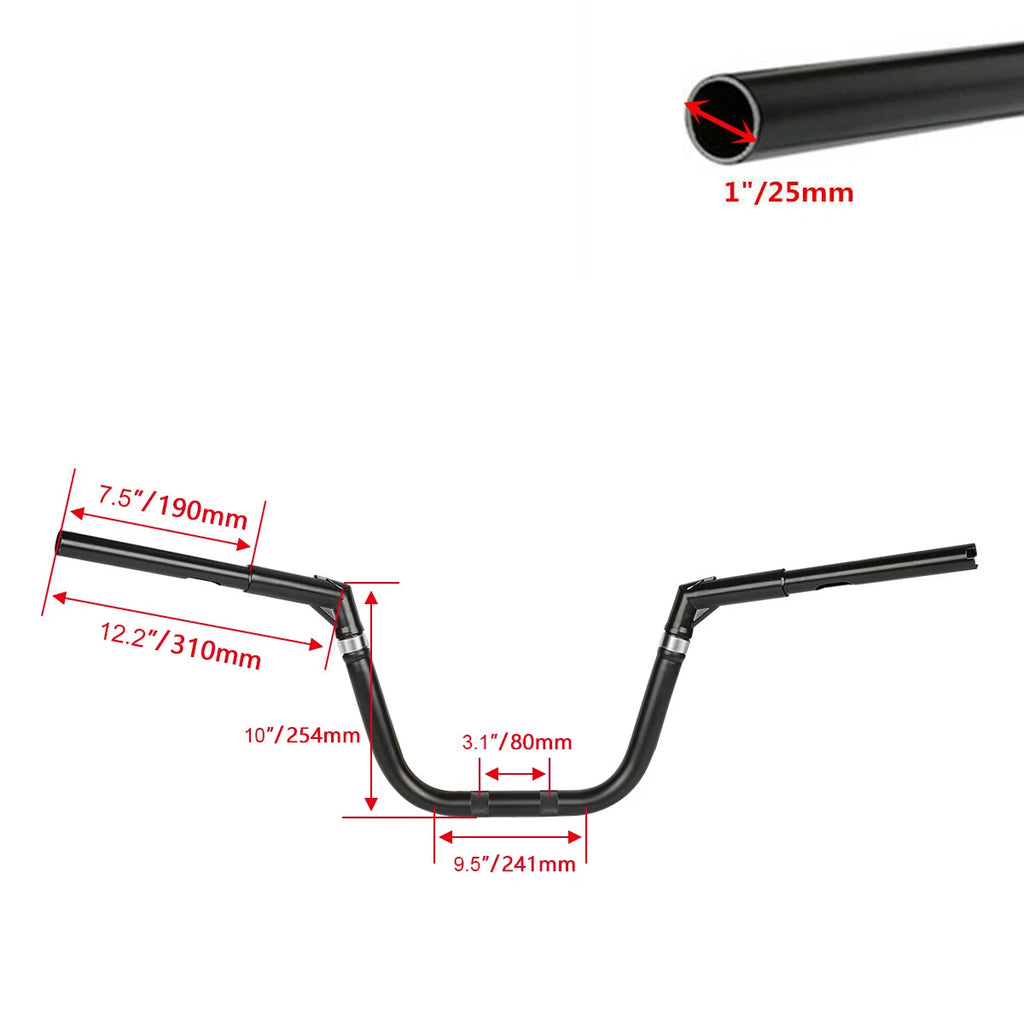 Adjustable 10" Rise 1.25" Handlebar for Harley Softail (1997–2023)