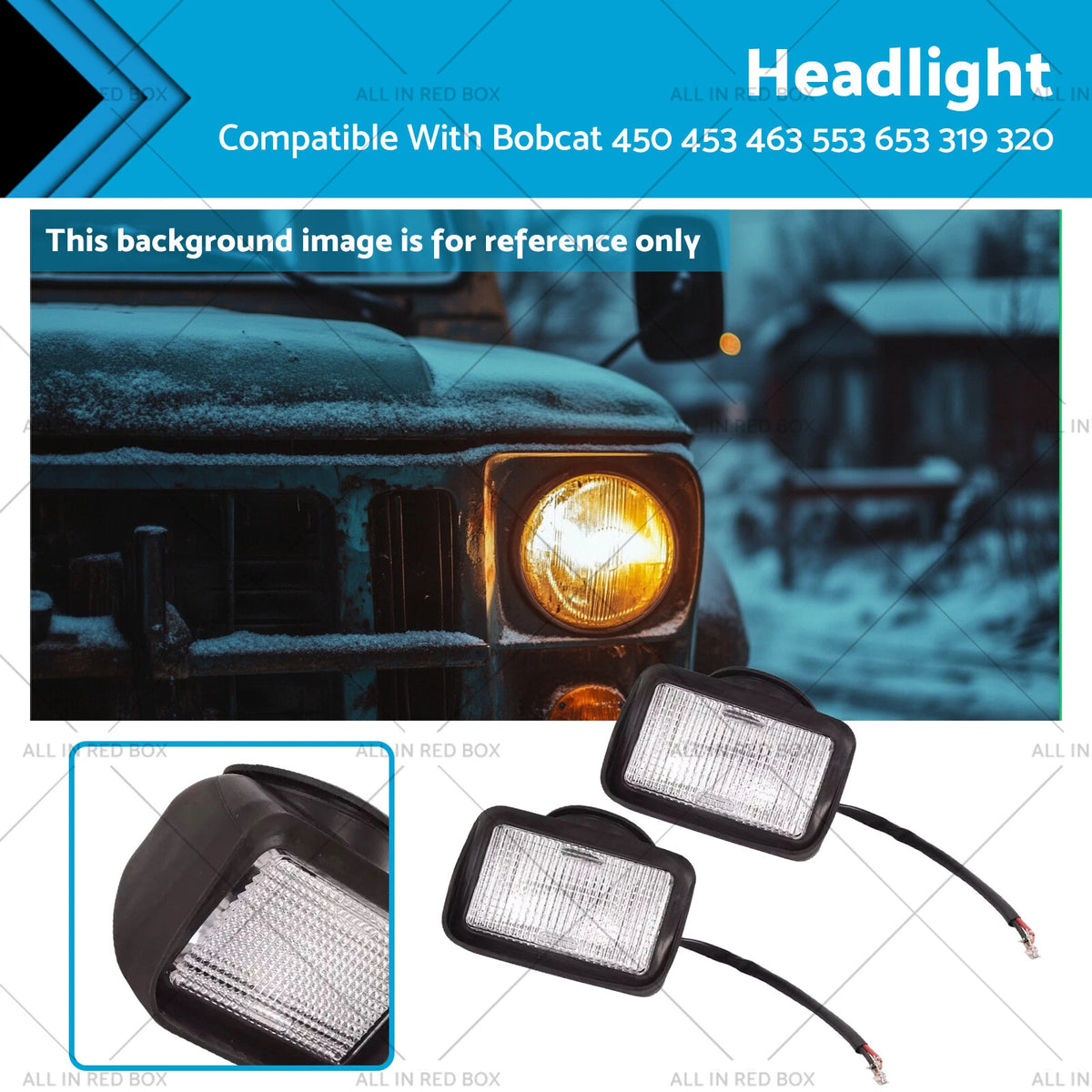 2Pcs Headlight Lamps Kit for Bobcat 450 453 463 553 653 319 320 (6577801)