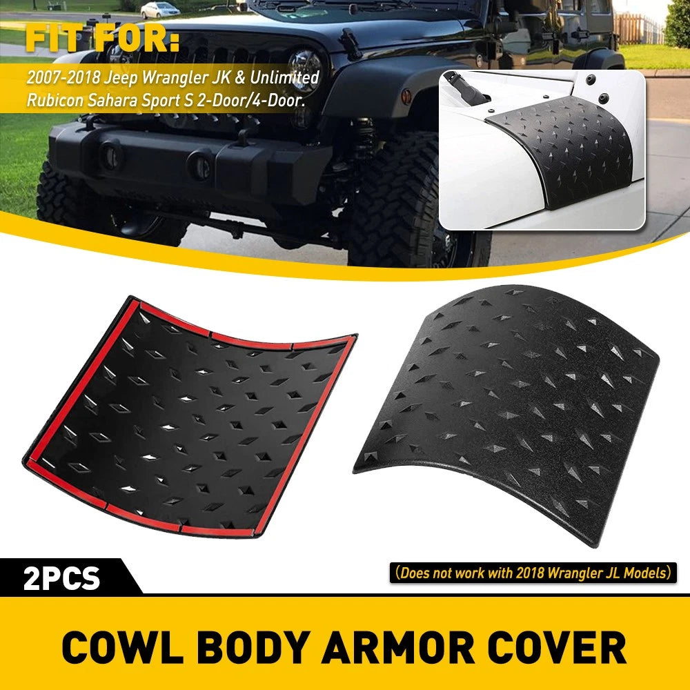 2X Cowl Body Armor Cover for Jeep Wrangler JK (2007–2017)