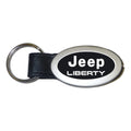 Black Leather Oval Keychain - Officially Licensed for Jeep Liberty