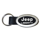 Black Leather Oval Keychain - Officially Licensed for Jeep Liberty